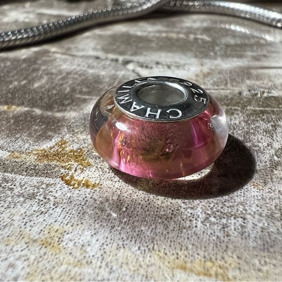 New Authentic Chamilia Murano- 24K Gold Collection Sunrise Gold Glass Bead Charm - Picture 6 of 7